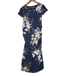 New Isabel Maternity Women's T-Shirt Dress Short Sleeve Scoop Ruched Size Small